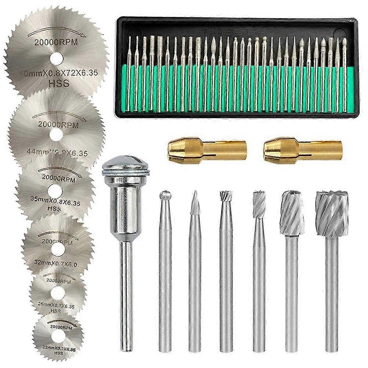 45Pcs Diamond Engraving Accessories Set HSS Circular Saw Blade Set Routing Bit for Dremel Drill Bit