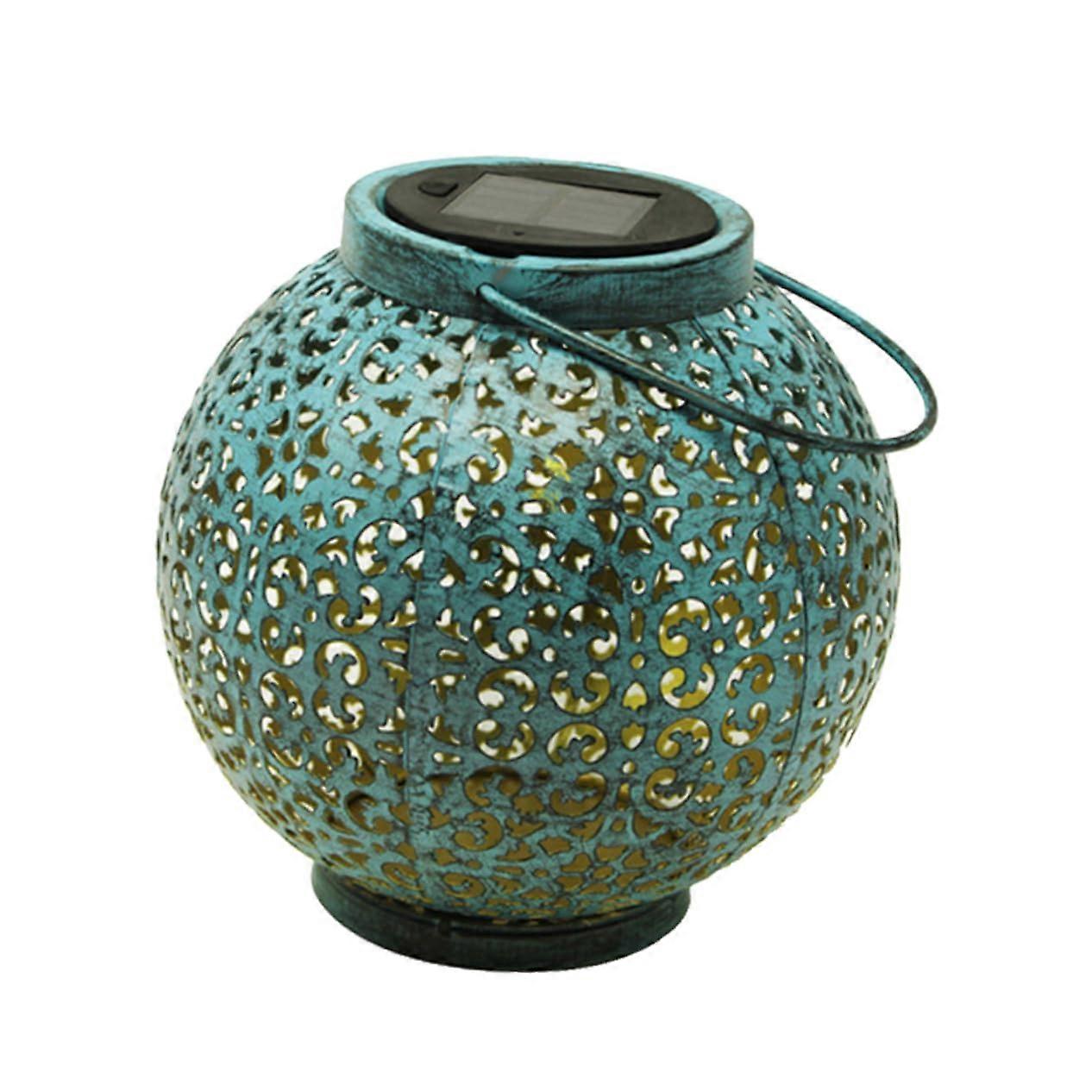 Solar Powered Iron Lantern Hanging Light, Antique Finish, HollowOut Design, LED Lantern for Patios and Courtyards