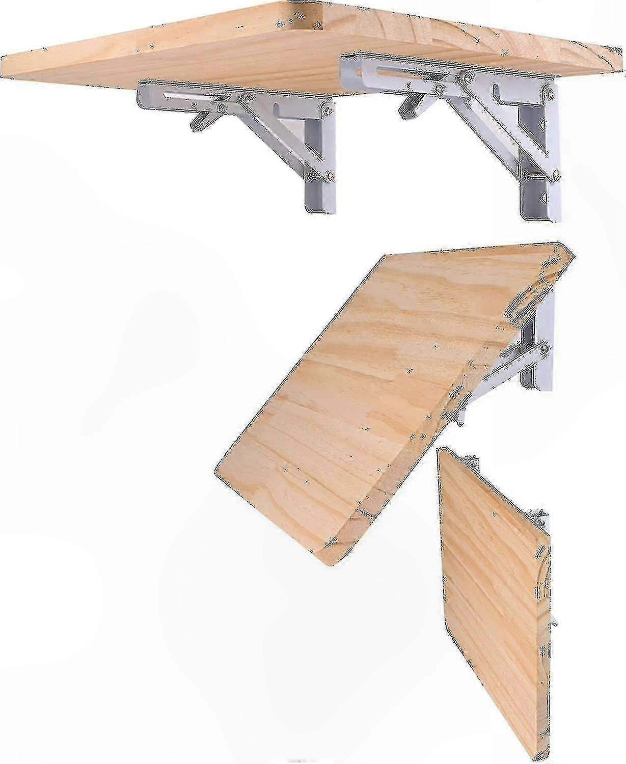2pcs Heavy Duty Metal Folding Shelf Brackets, Collapsible Triangle Wall Mounted Hinge for DIY Space Saving Bench Table