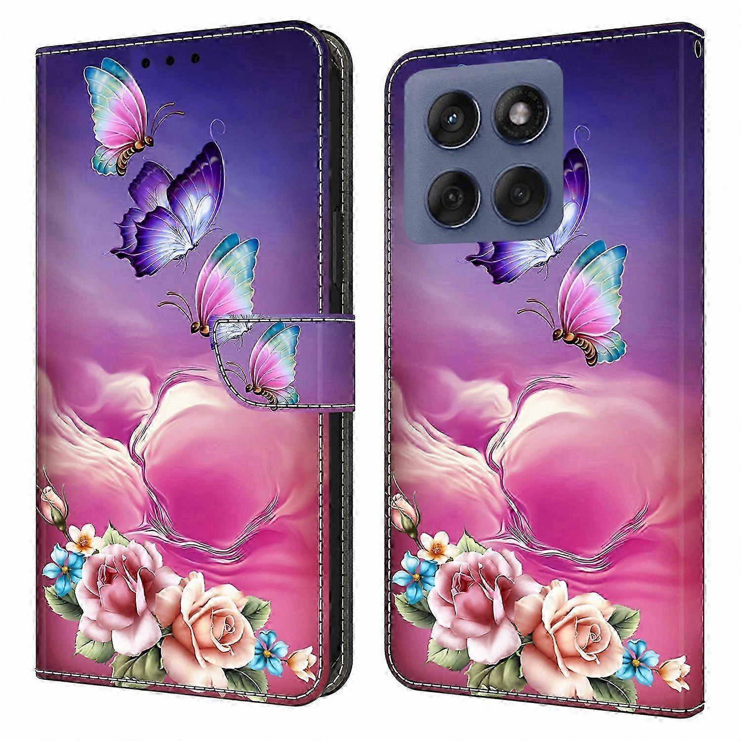 Wallet Case with Pattern Printing for 5G Phones - Leather Flip Cover with Stand Function for Edge 60 Pro Models