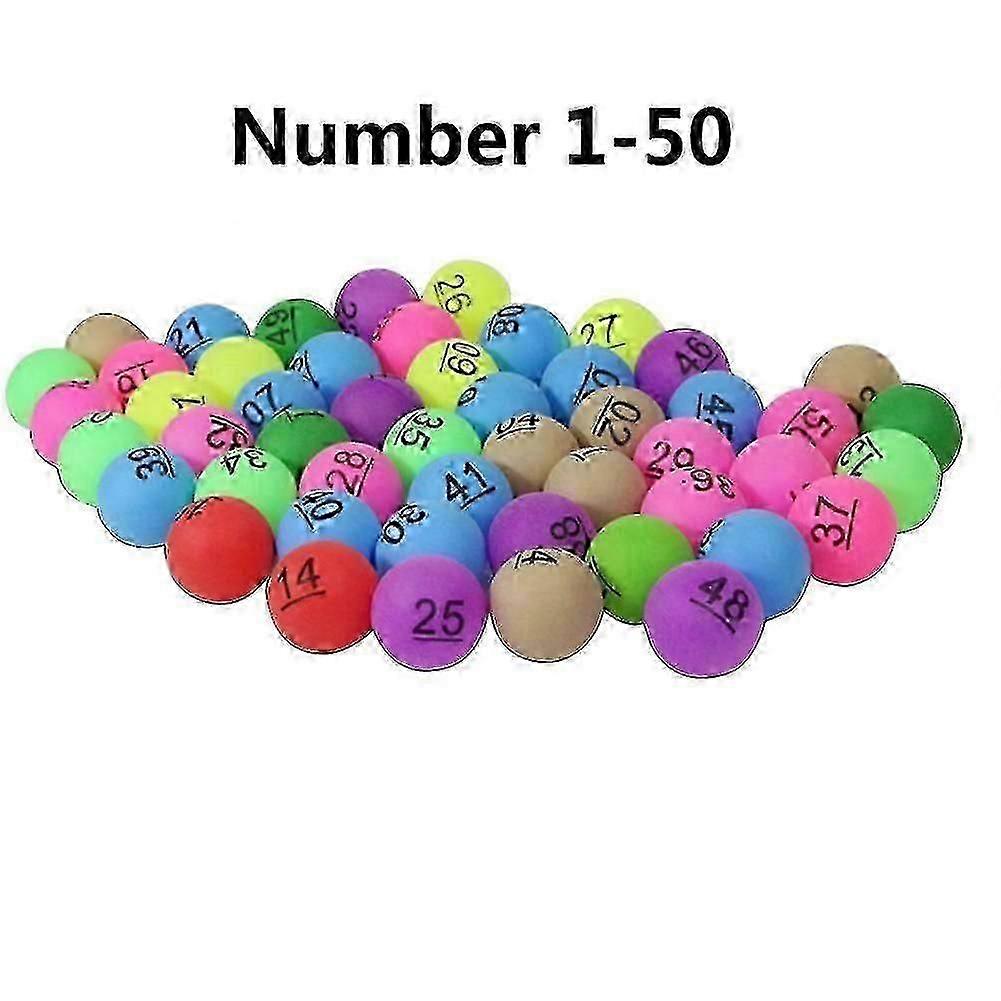 Fornnerg 50-Piece Assorted Colour Lucky Dip Ping Pong Balls for Games and Lotteries, Numbers 1-200