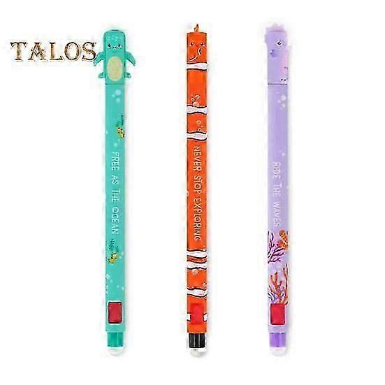 3 قطع أقلام حبر هلام قابلة للمسح الكرتون فرس البحر مهرج سمك السلحفاة قابل للمسح قلم حبر جاف مع المدمج في ممحاة Rollerball Pen لللوازم المكتبية المدرسية