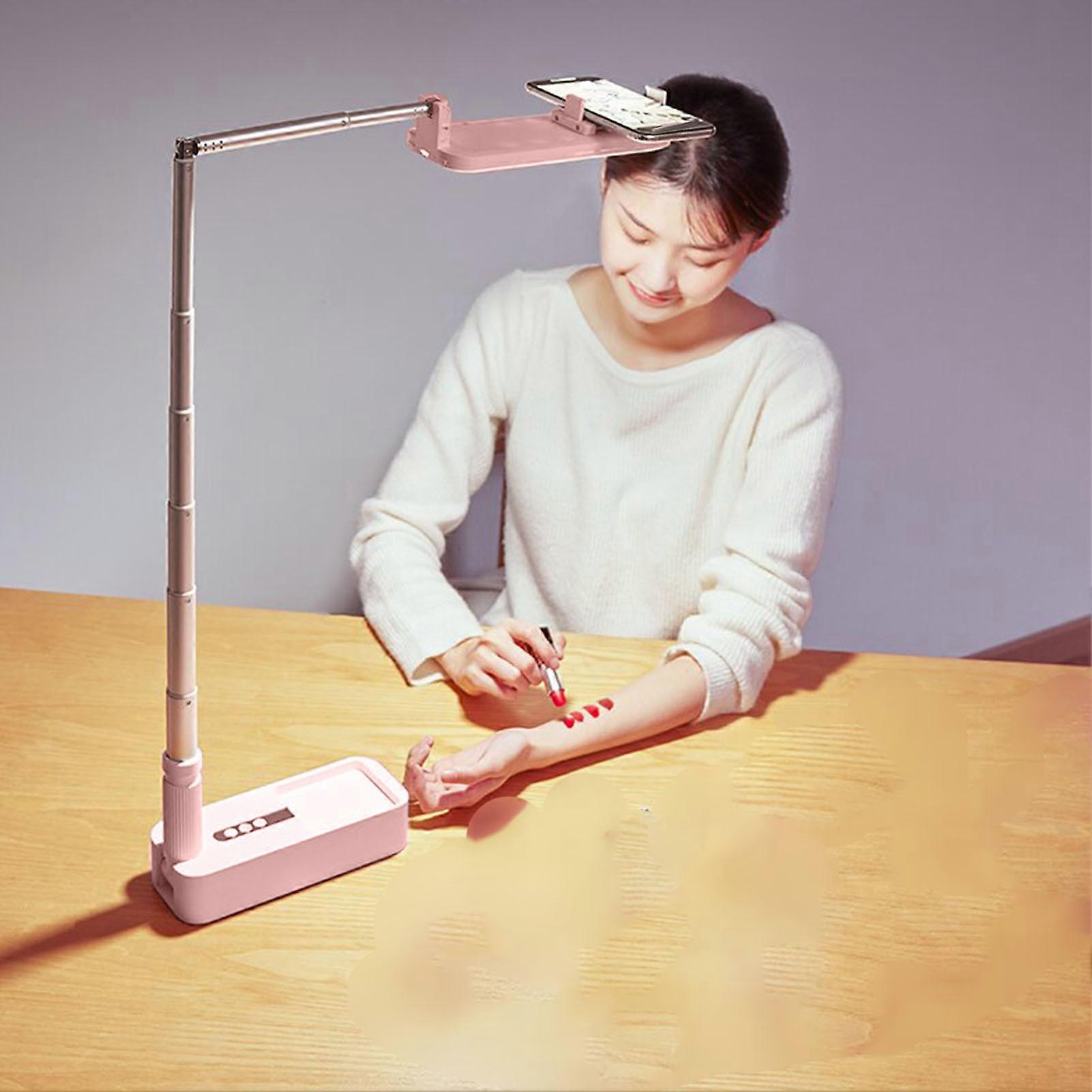 Extendable Selfie Phone Stand 2800k to 5600k Color Temperature 7 Light Effect Stepless Dimming Foldable Selfie Phone Mount 