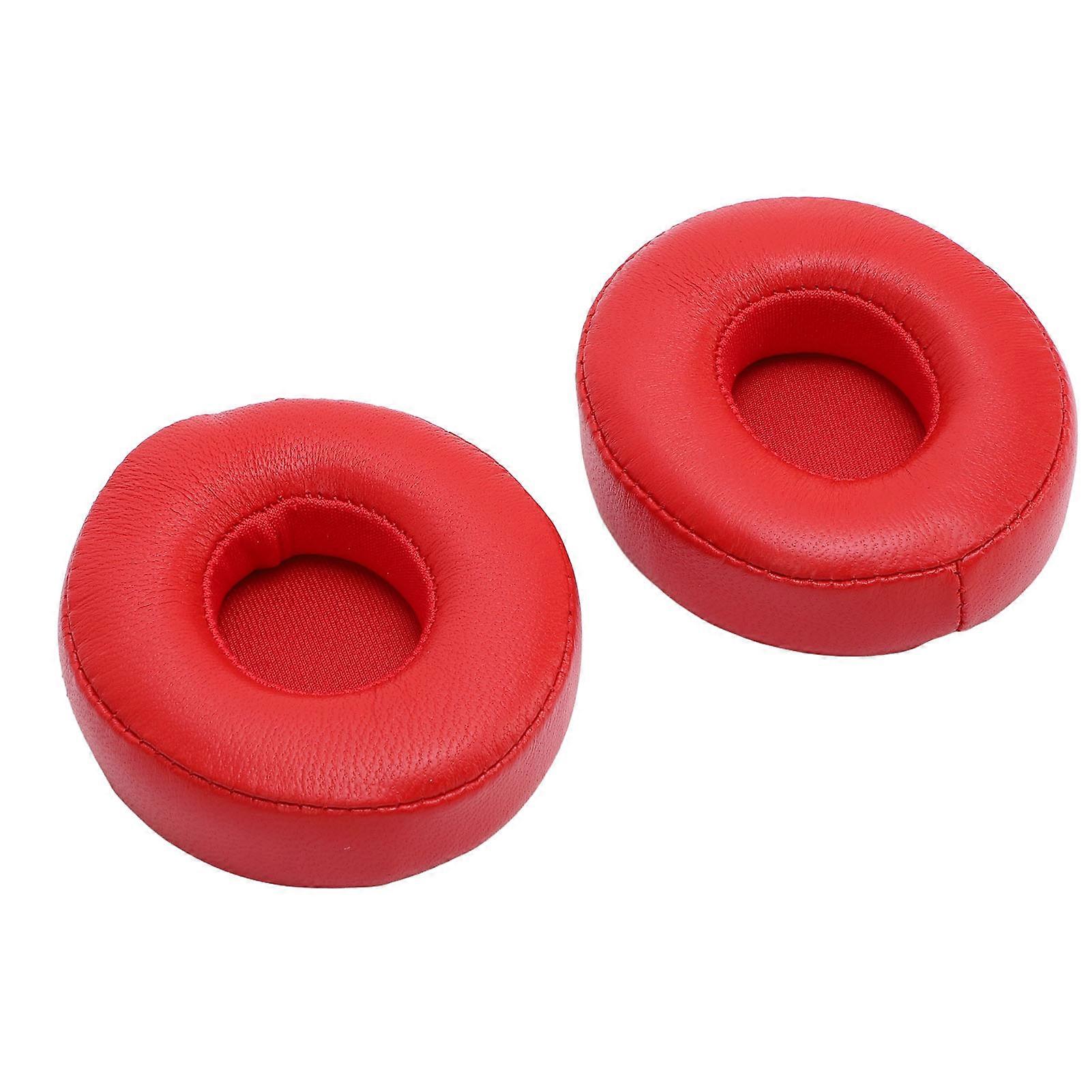 Headphone Ear Pads Noise Isolation Memory Foam Sheepskin Leather On Ear Headset Ear Cushions for Replacement Red 
