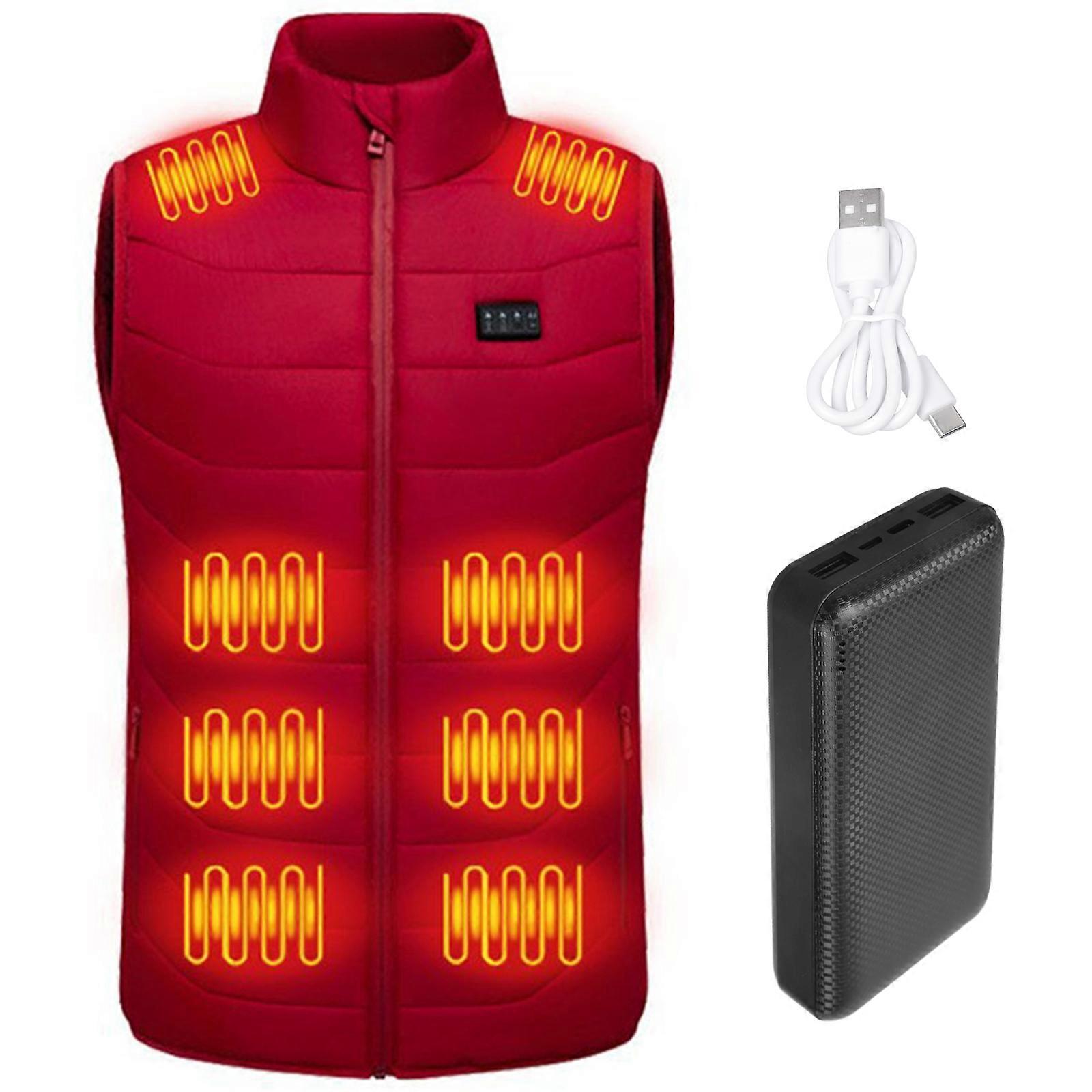 Women's Heating Vest 28 Warmth Zones USB Charging 3 Temperature Setting Comfort Sleeveless Zip Up Jacket with Pockets  Red XL