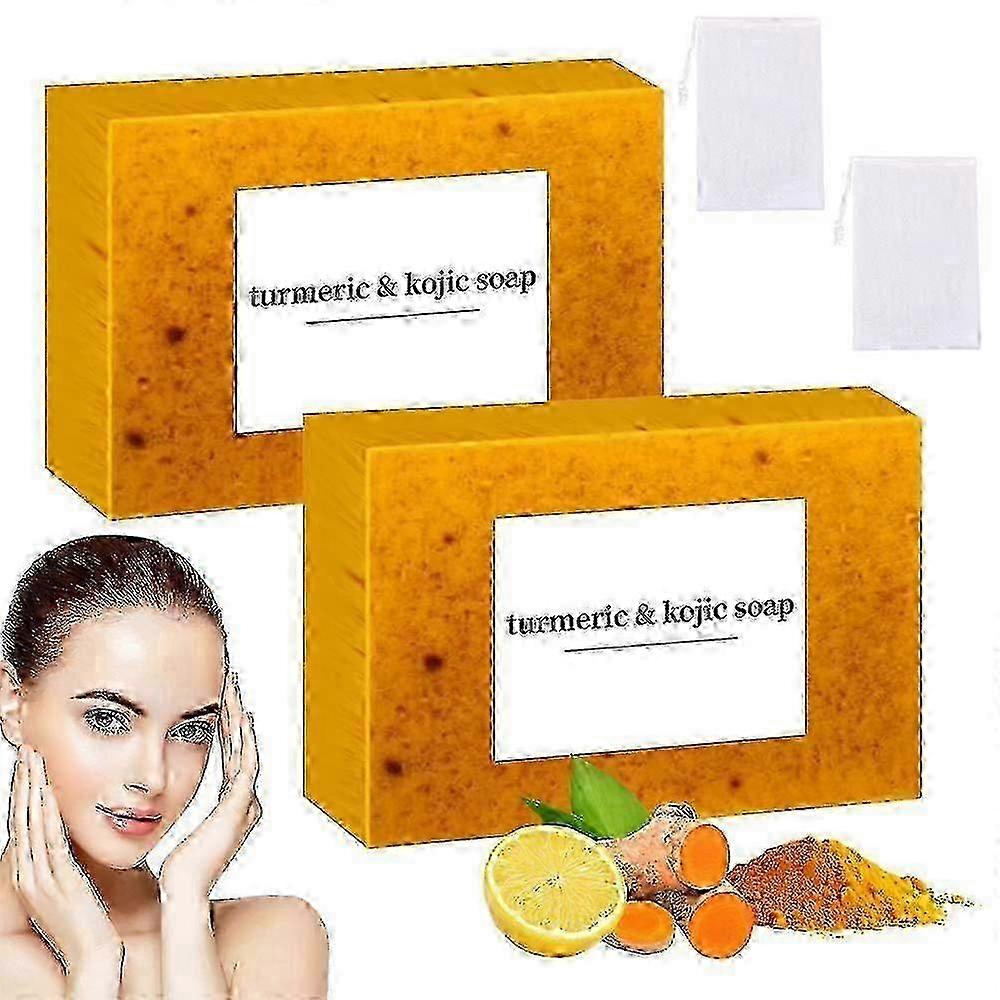 Lemon Turmeric Kojic Soap, Natural Handmade Soap, Turmeric Soap Bar for Face and Body, Smooth Skin Tumeric Soap, Deep Cleansing Soap 1