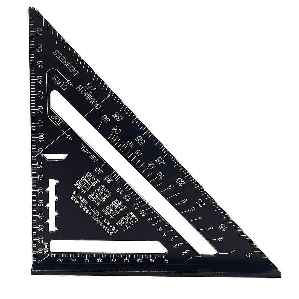 Aluminum Alloy Triangle Rulers 90 Degrees 45 Degrees Set Square 7in Black Metric Square Ruler
