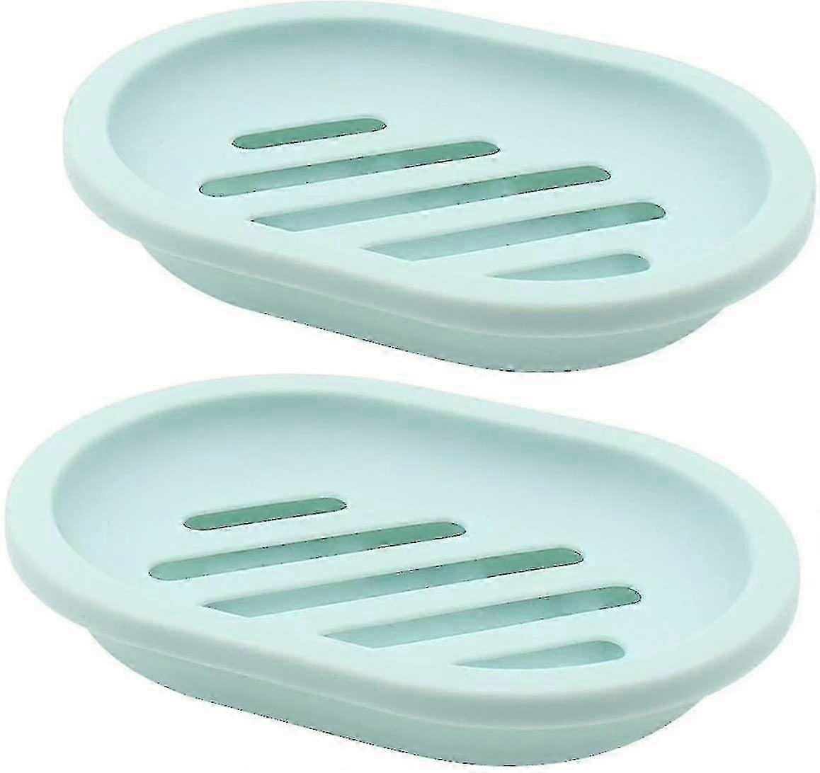 2-pack Soap Dish With Drain,  (green) 13*9.5*2.7 Cm