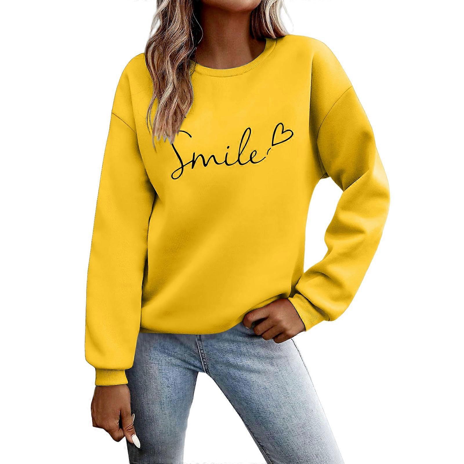 Pull oversize élégant à manches longues pour femme, automne et hiver, jaune, taille XL