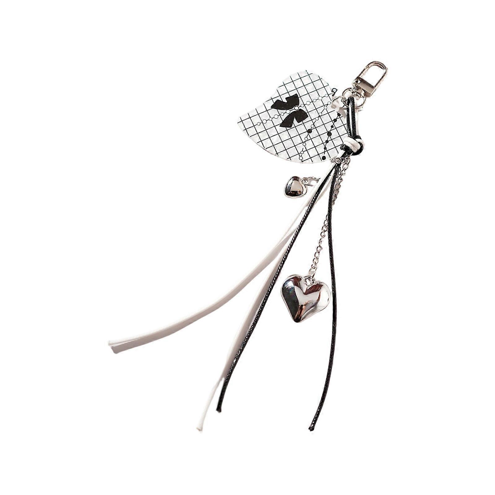 Lovely Heart Grids Designs Key Ring Elegant Keychain Lightweight Portable Accessory For Backpack Purse Keys Multicolor