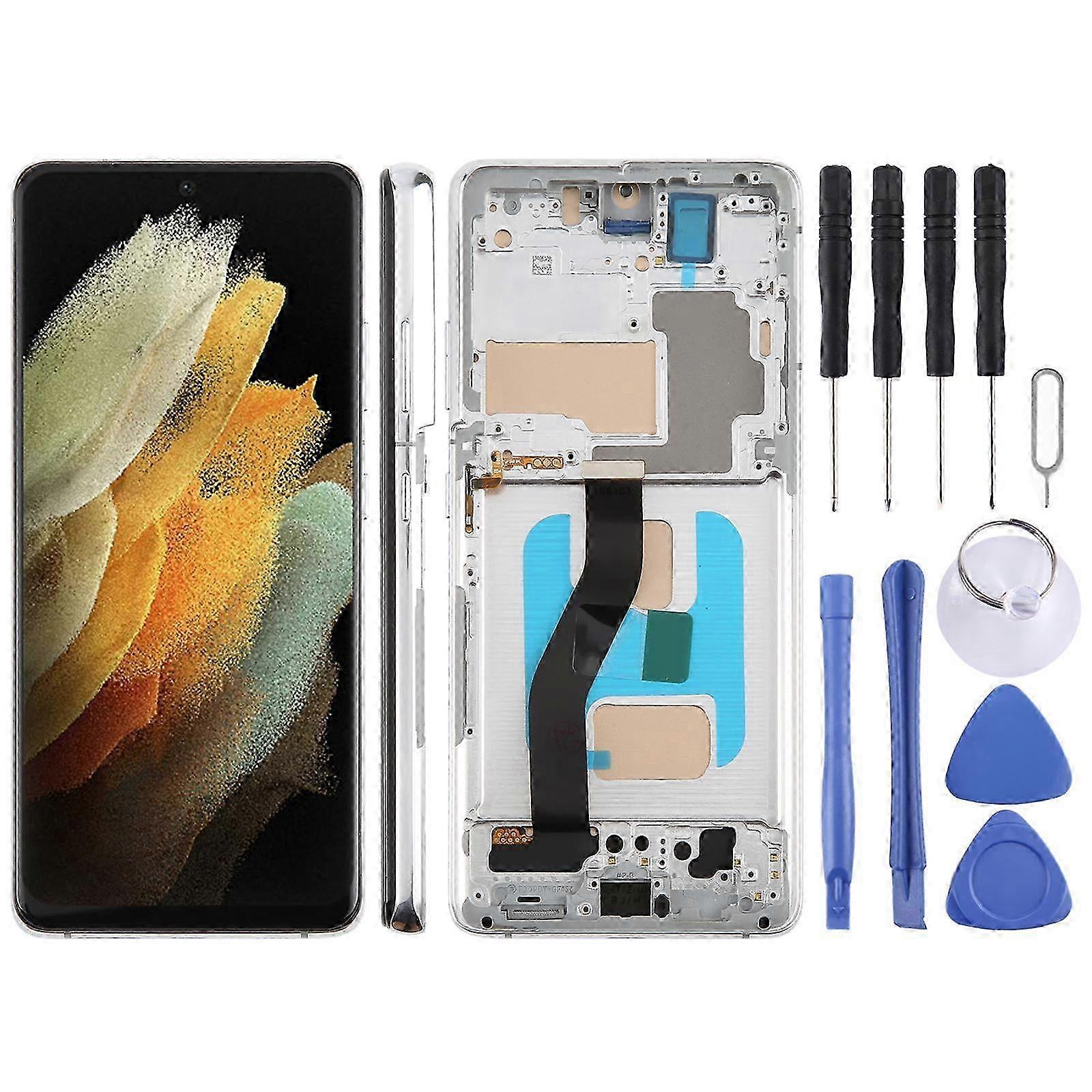 25-26 For Samsung Galaxy S21 Ultra SM-G998B 6.66 inch TFT LCD Screen Digitizer Full Assembly with Frame, Not Supporting Fingerprint Identification (Si