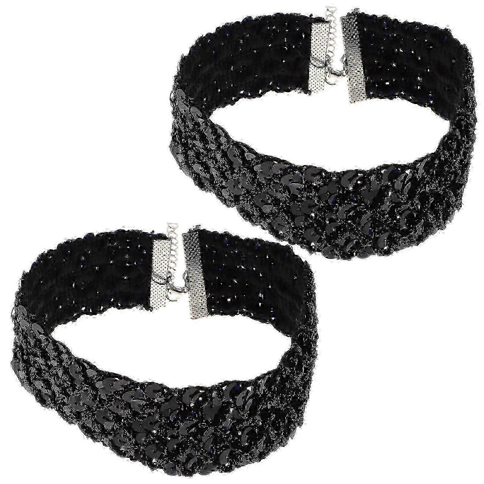 שרשרת נצנצים מבריקה נשים קולר אביזר צווארון קצר ליל כל הקדושים 2 יחידות - DSW