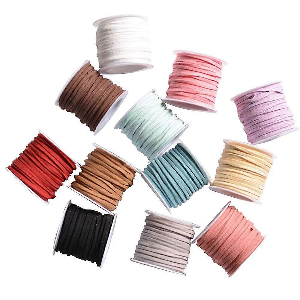 4pcs 5Meters DIY Artificial Strap String Leather Lace Beading Thread Suede Lace Double Sided with Roll Spool(Assorted Color)
