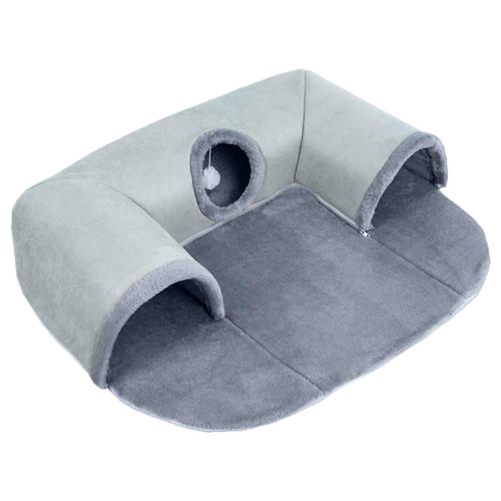 Cat Tunnel Bed with Plush Ball, Removable Washable UShaped Sofa for Small Pets