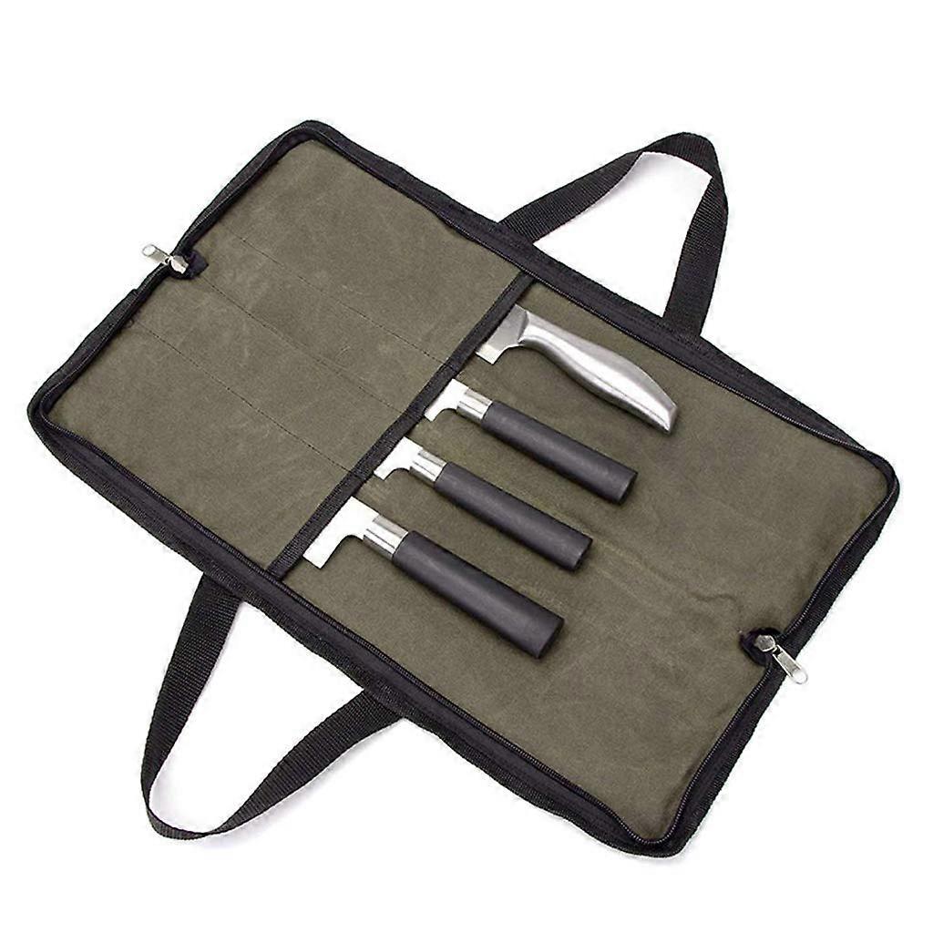 Portable Chef Bag 4Slot Waxed Canvas, Kitchen And Home Use, Easy To Clean, For Chefs