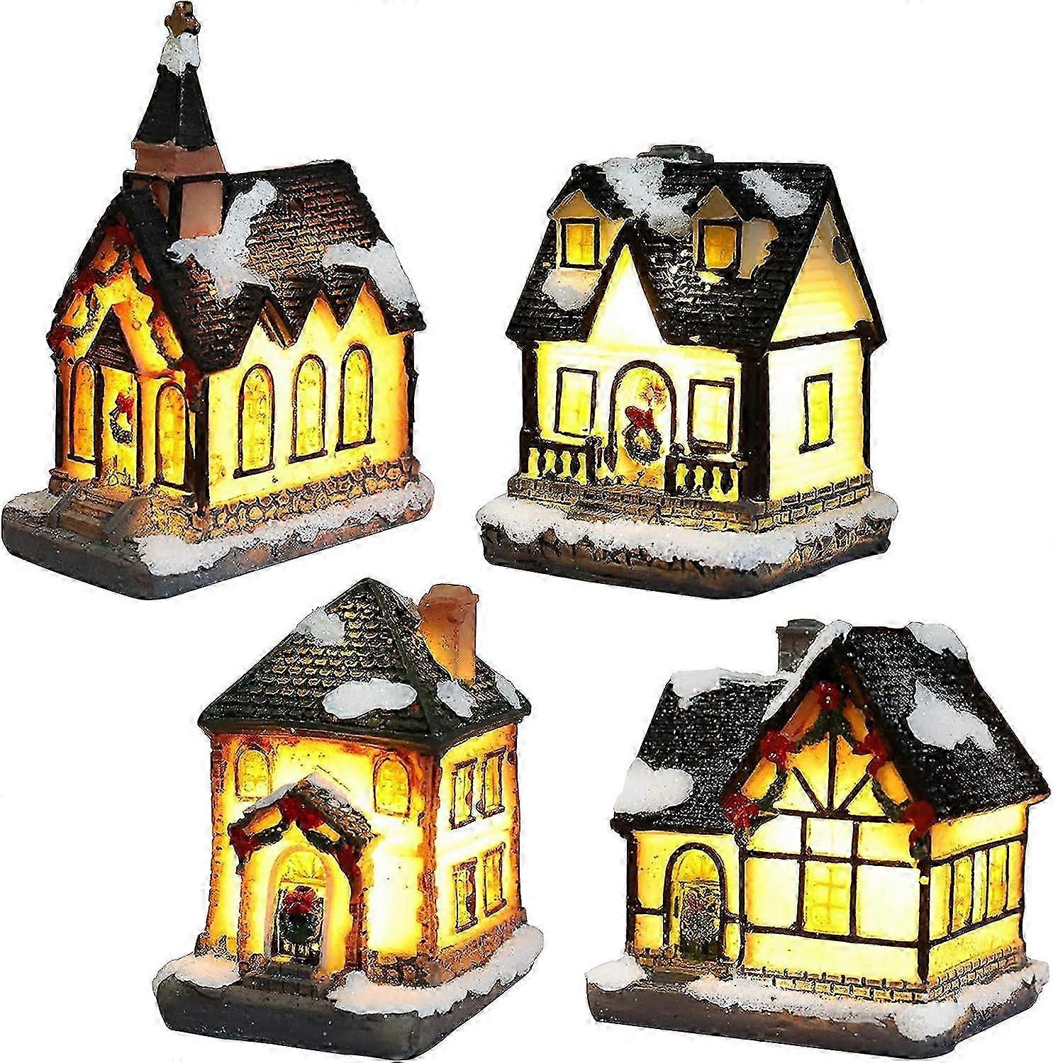 Christmas Village Character Lamp Set for Holiday Tabletop Display