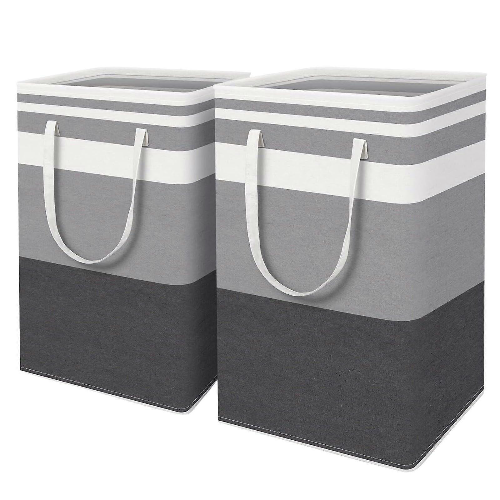 2Pack Collapsible Slim Laundry Hampers with Lid, 75L Waterproof Rolling Baskets for Small Spaces