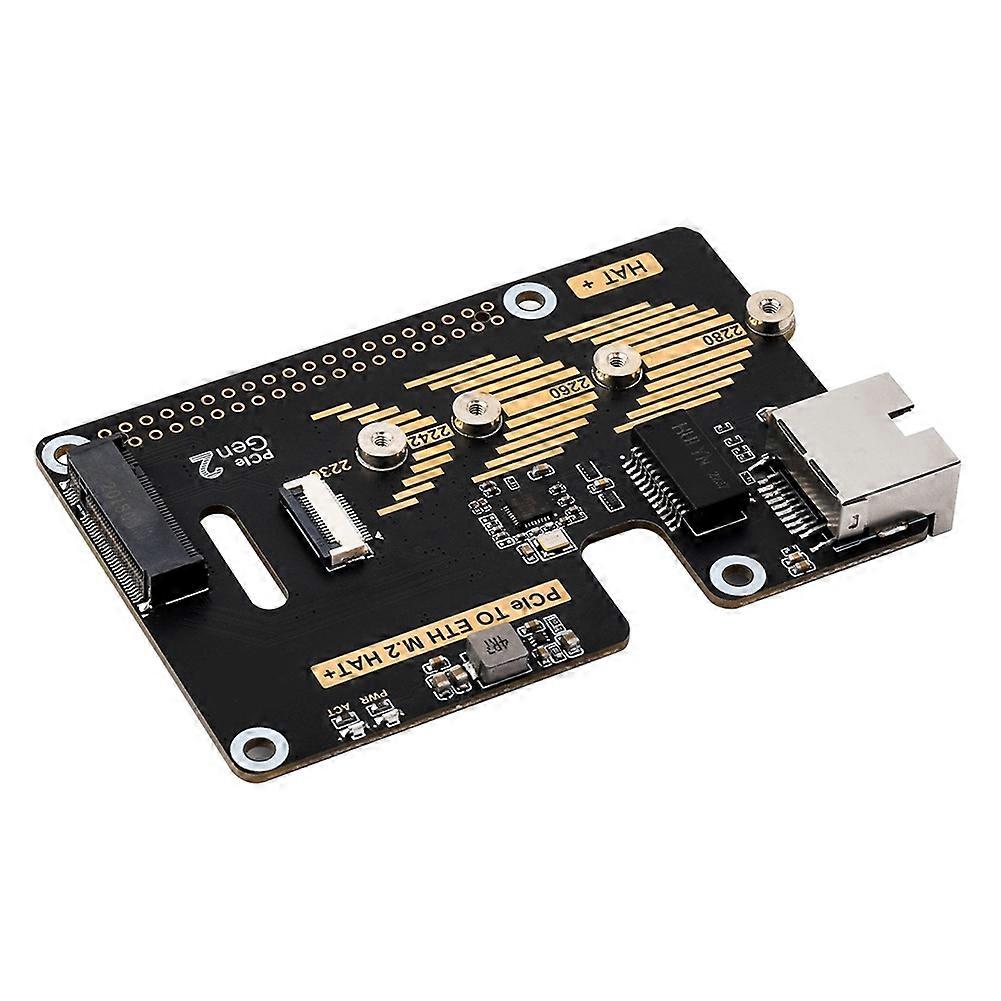 PCIe to ETH and M.2 Adapter for Raspberry Pi 5, Compatible with 2280/2260/2242/2230 Size NVMe M.2 SSD High-Speed Read