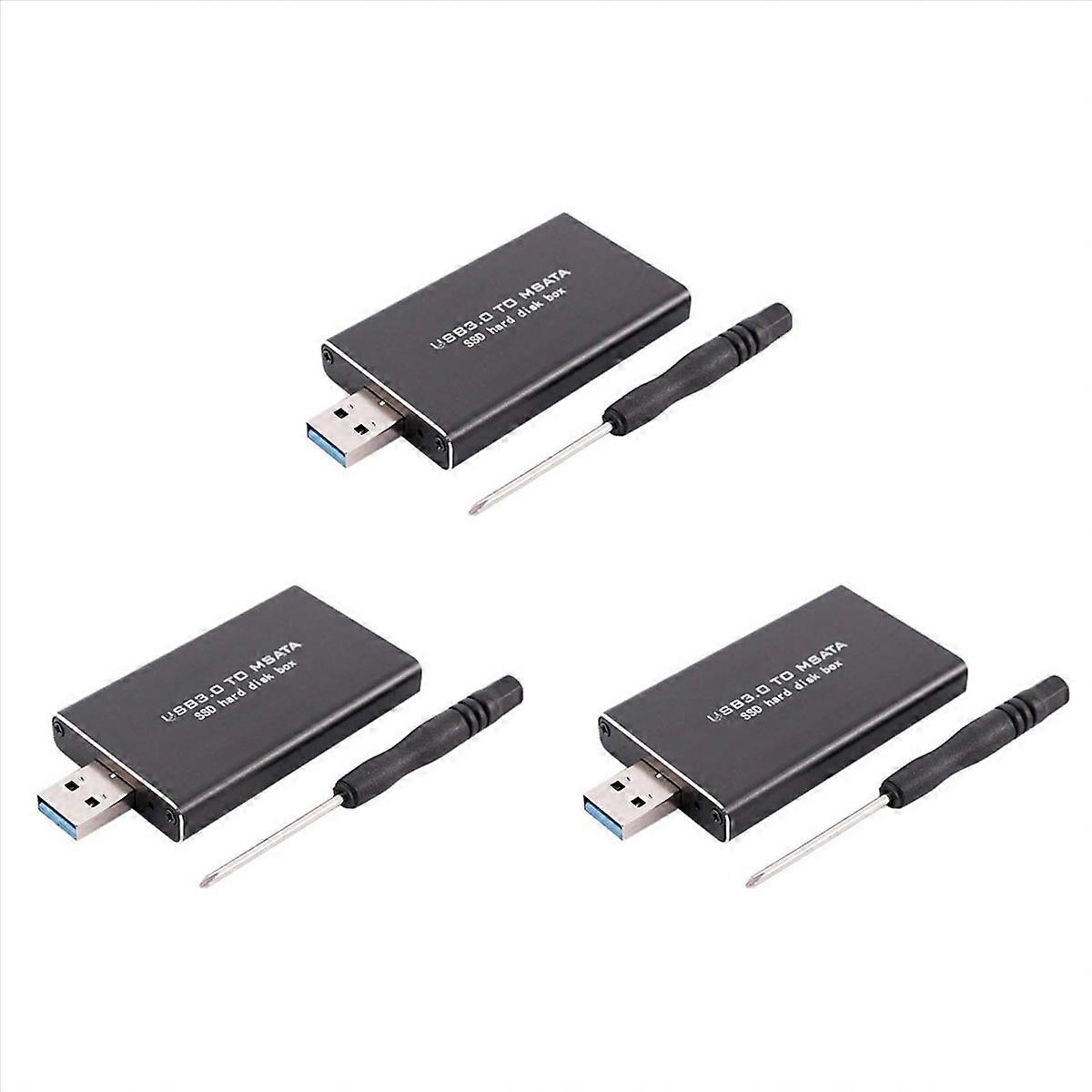 3X MSATA to USB USB 3.0 to MSATA SSD Enclosure USB3.0 to MSATA Case Hard Disk Adapter M2 SSD Externa