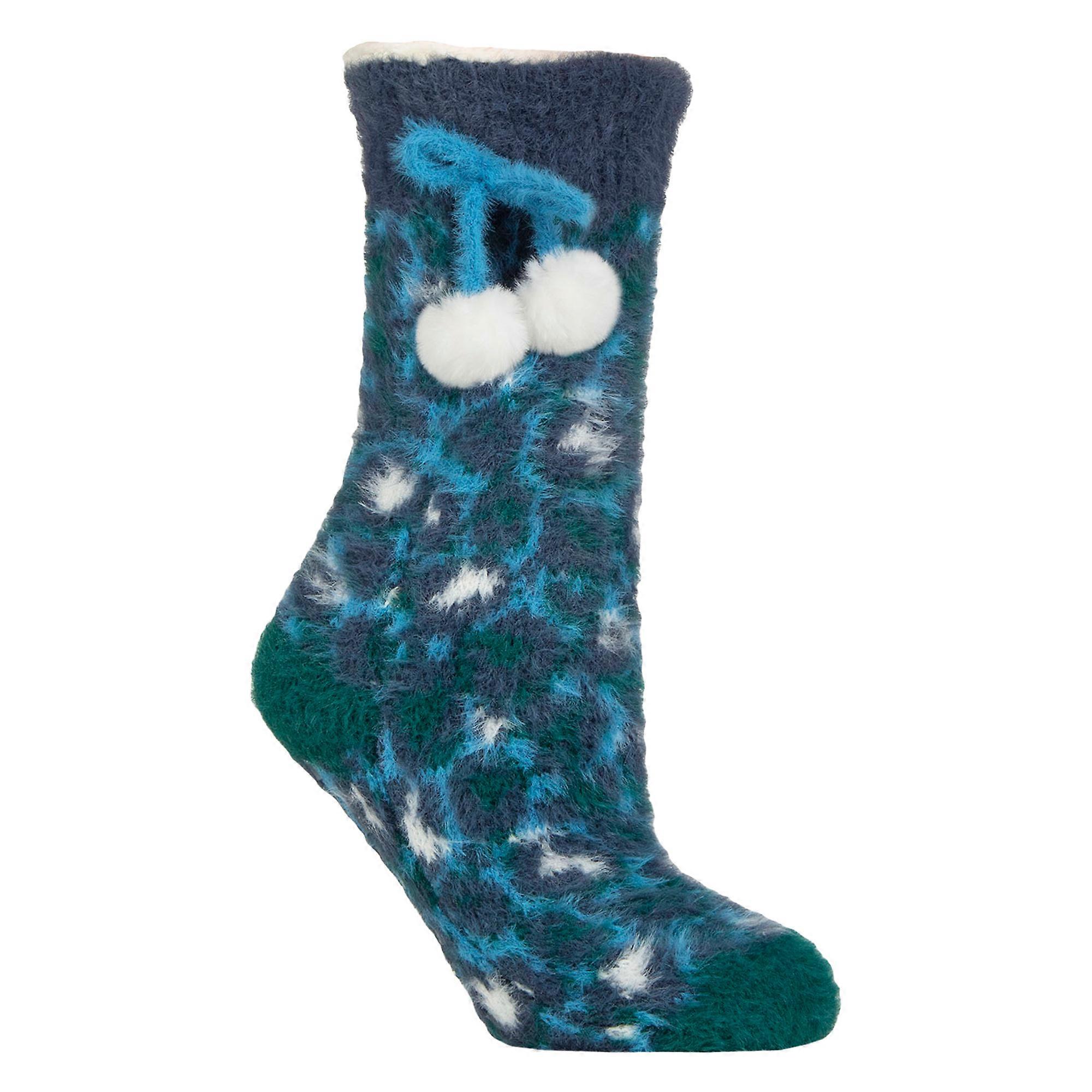 ELLE - 1 Pair Ladies Sherpa Lined Fluffy Non-Slip Socks