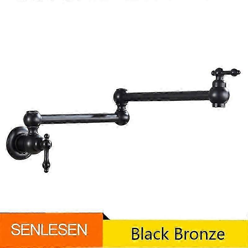 Senlesen نحى الذهب طوي المطبخ صنبور الحائط واحد صنبور الماء البارد النحاس تدوير قابلة للطي صنبور وعاء حشو الحنفية