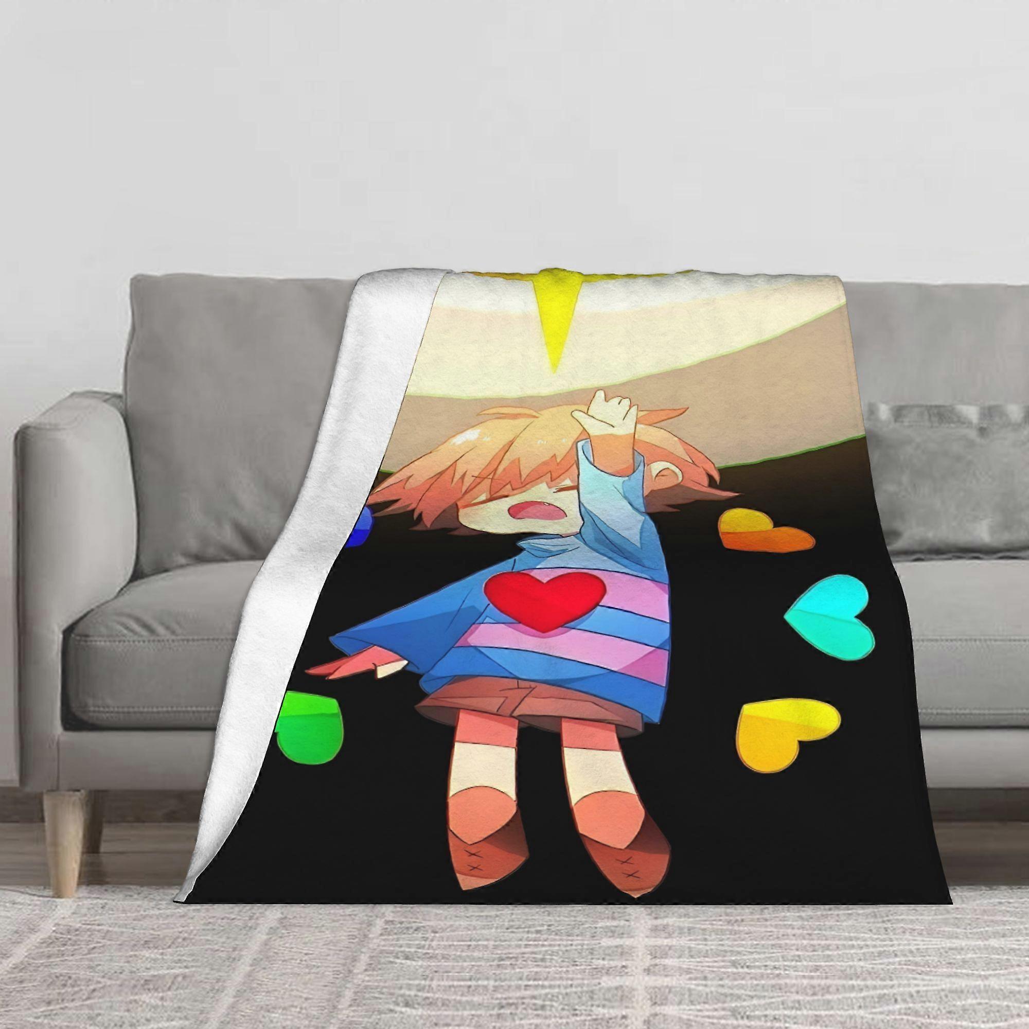 Undertale Video Game Themed Blanket with Iconic Characters (Cute Chibi-Style, Toriel, Papyrus) - Soft Flannel Bedspread -AZXCV398