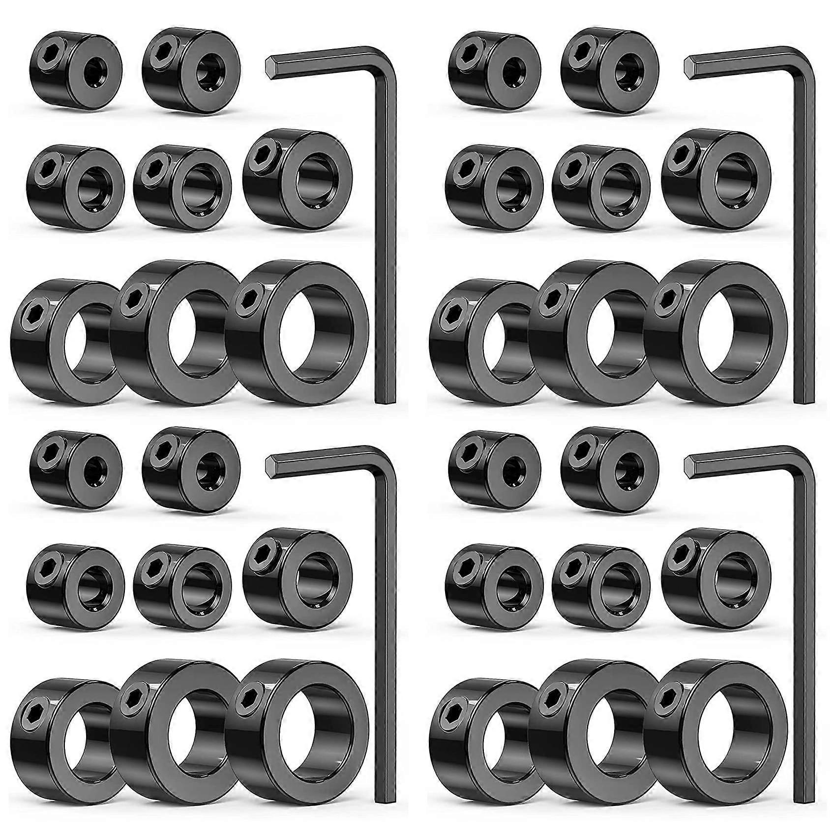 Drill Stop Bit Collar Set, 36PCS Adjustable Drill Depth Stop Collar Limit Ring with Carbon Steel Set for Drill Bits