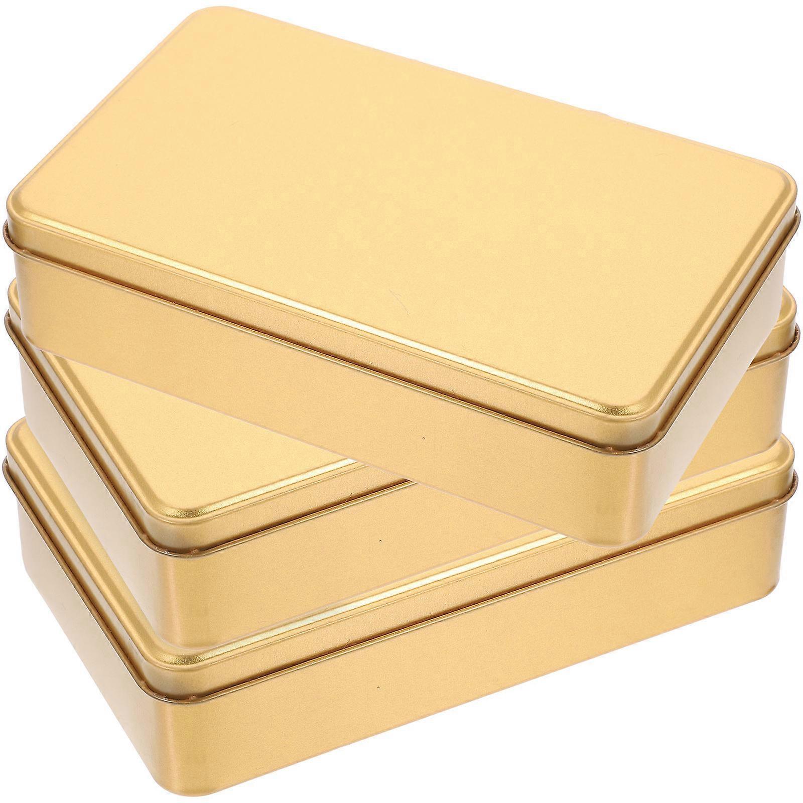 3pcs Small Tin Box Empty Rectangle Tinplate Box Tinplate Containers Tin Box With Lid