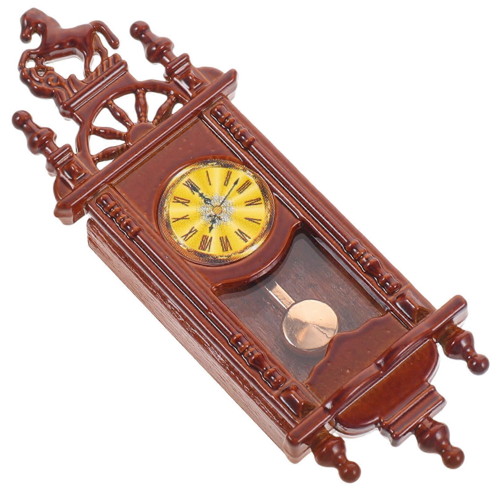 Mini House Pendulum Clock for Playing 3Pcs Vintage Style Clock Adornment