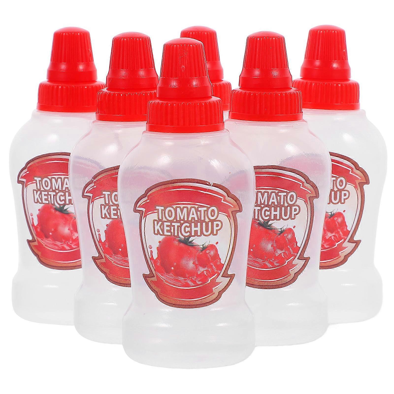 Condiment Bottles 6Pcs Mini Ketchup Bottle Cute Shape Red Squeeze For Portable Use