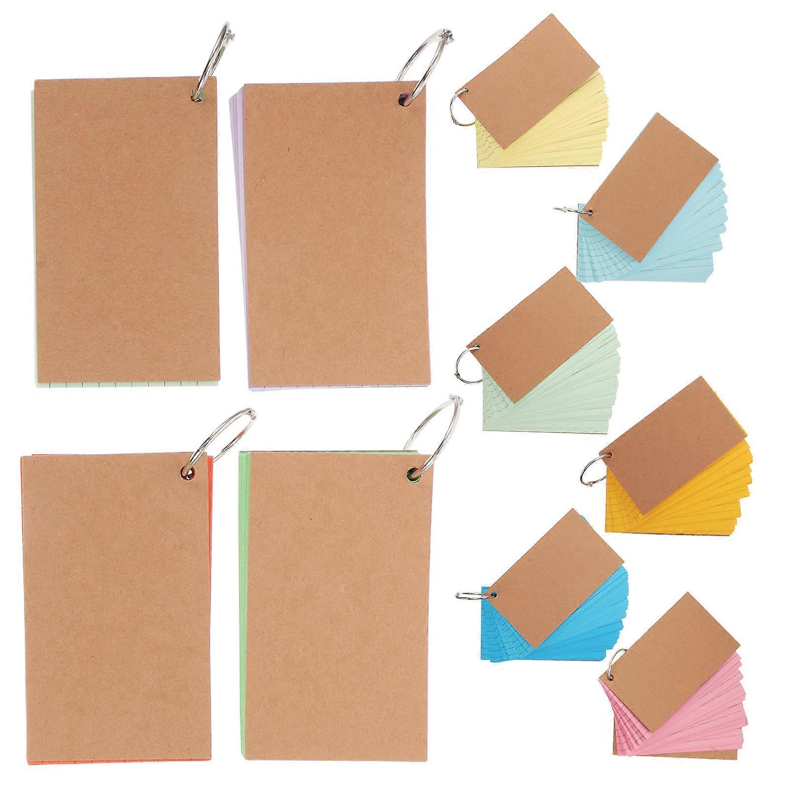 Assorted Color Index Cards with Rings for Study 10Pcs Paper Cover Double-Sided Flashcards