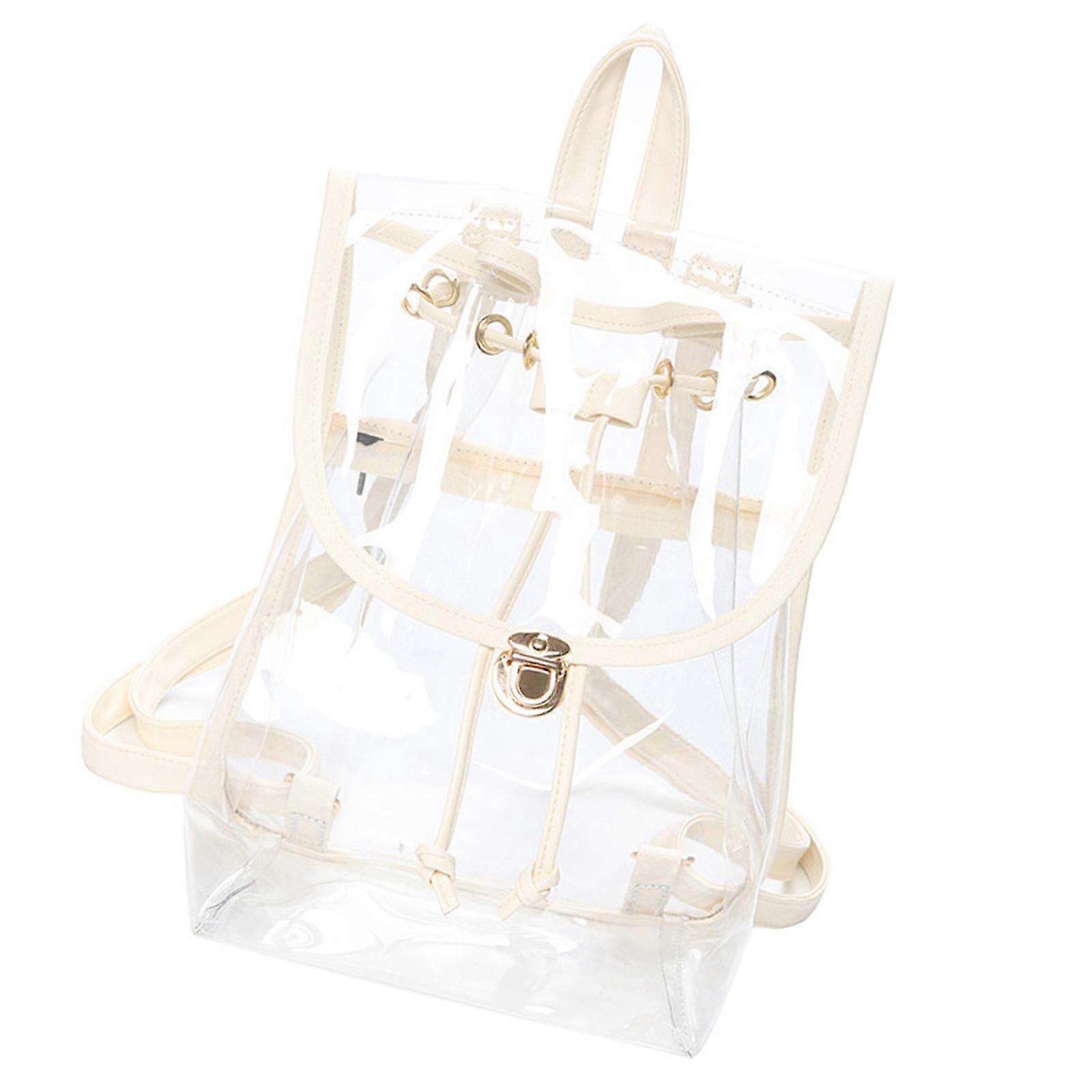 Clear Backpack Student School Backpack All-matching Backpack PVC Backpack Stadium Approved Backpack for Everyday  Yellow Color