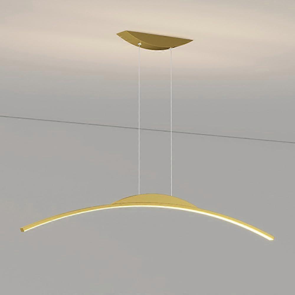 Modern LED Chandelier Linear Pendant Light Arc Hanging Lamp For Kitchen Island Dining Table Gold 120cm 3 Color Options