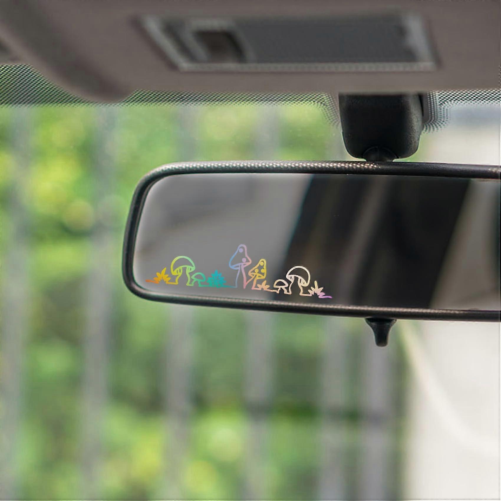 Cute Mushroom Car Vinyl Decal for Rear View Mirror or Window, Colorful Waterproof Scratch Cover