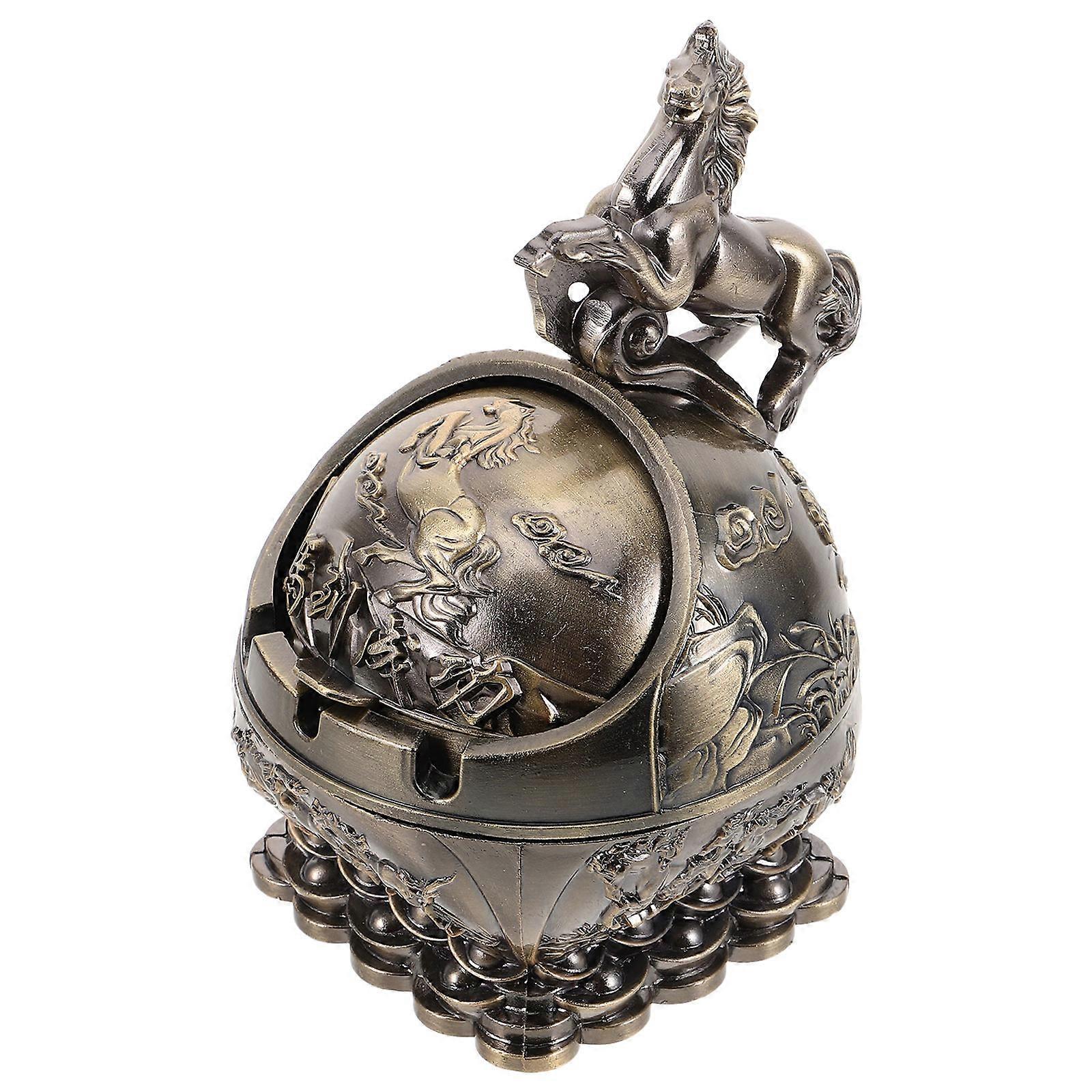 Creative Vintage Ashtray with Lid Metal for Office