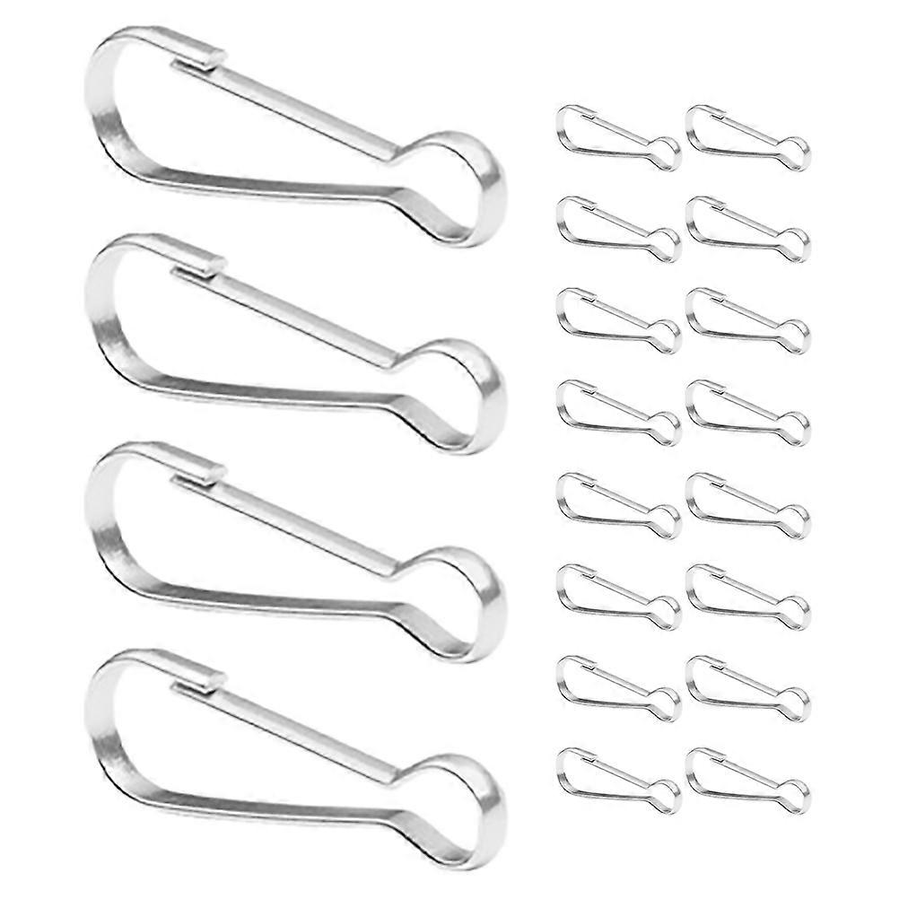 20Pcs Flagpole Clips Stainless Steel Spring Hooks for Flag Attachment Silver
