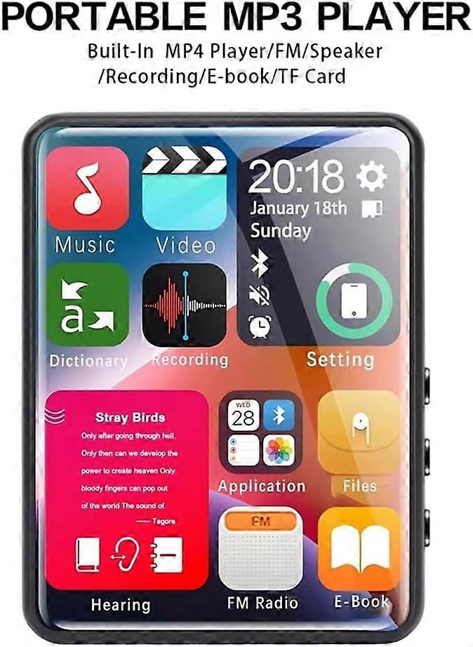 2.4 Inch Full Screen Touch Mp3 Player 4GB Memory Bluetooth MP4 Player Built In Speaker E Book Support Video Playback