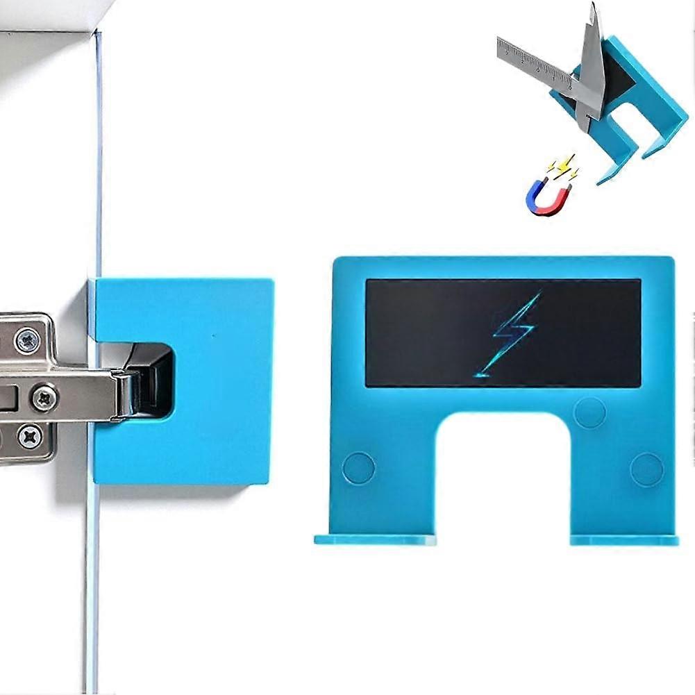 Door Hinge Jig Magnetic Installation Tool for Precision Alignment on Doors and Cabinets Blue 1pcs