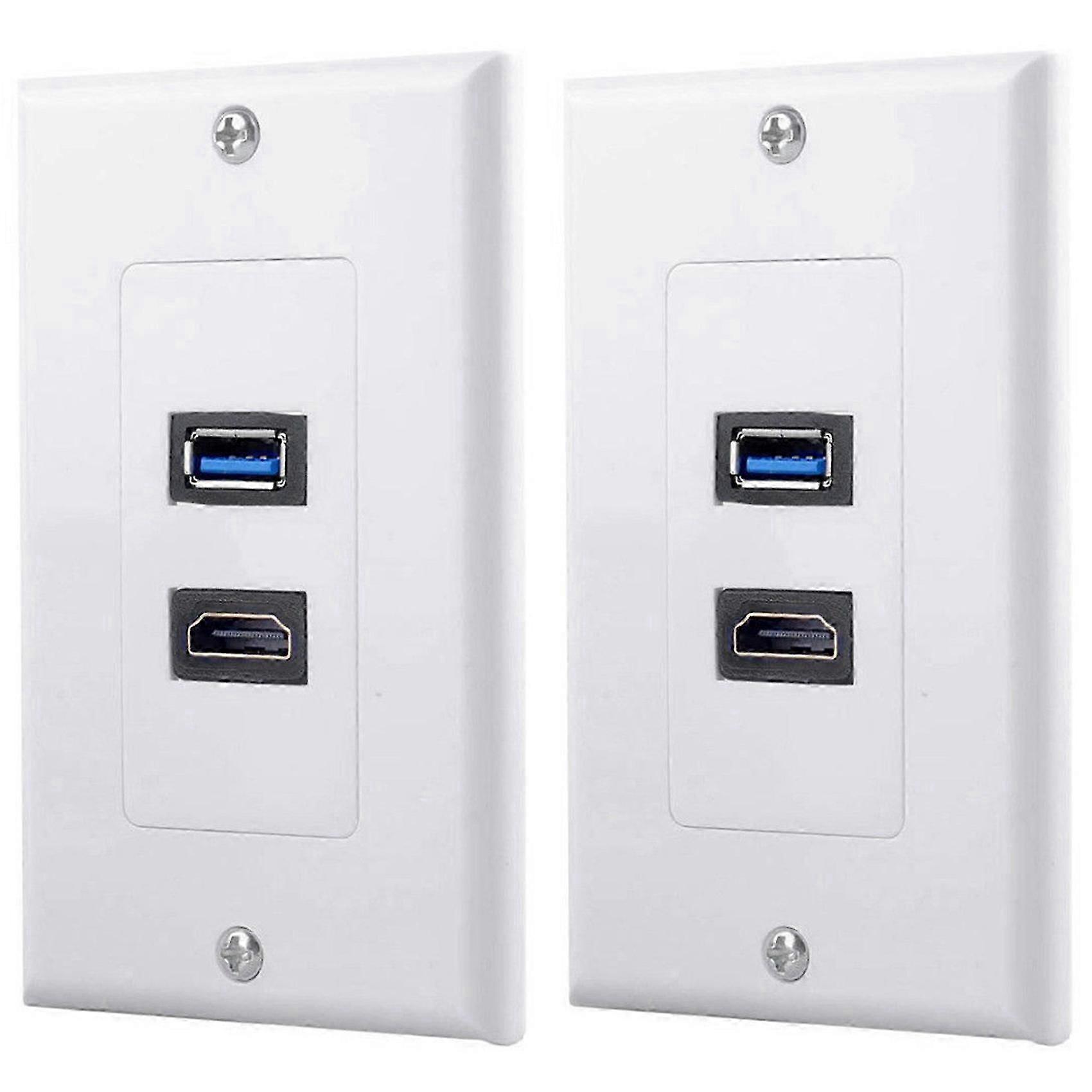 2X 2Port +USB 3.0 Female Wall Face Plate Panel Outlet Socket Extender White