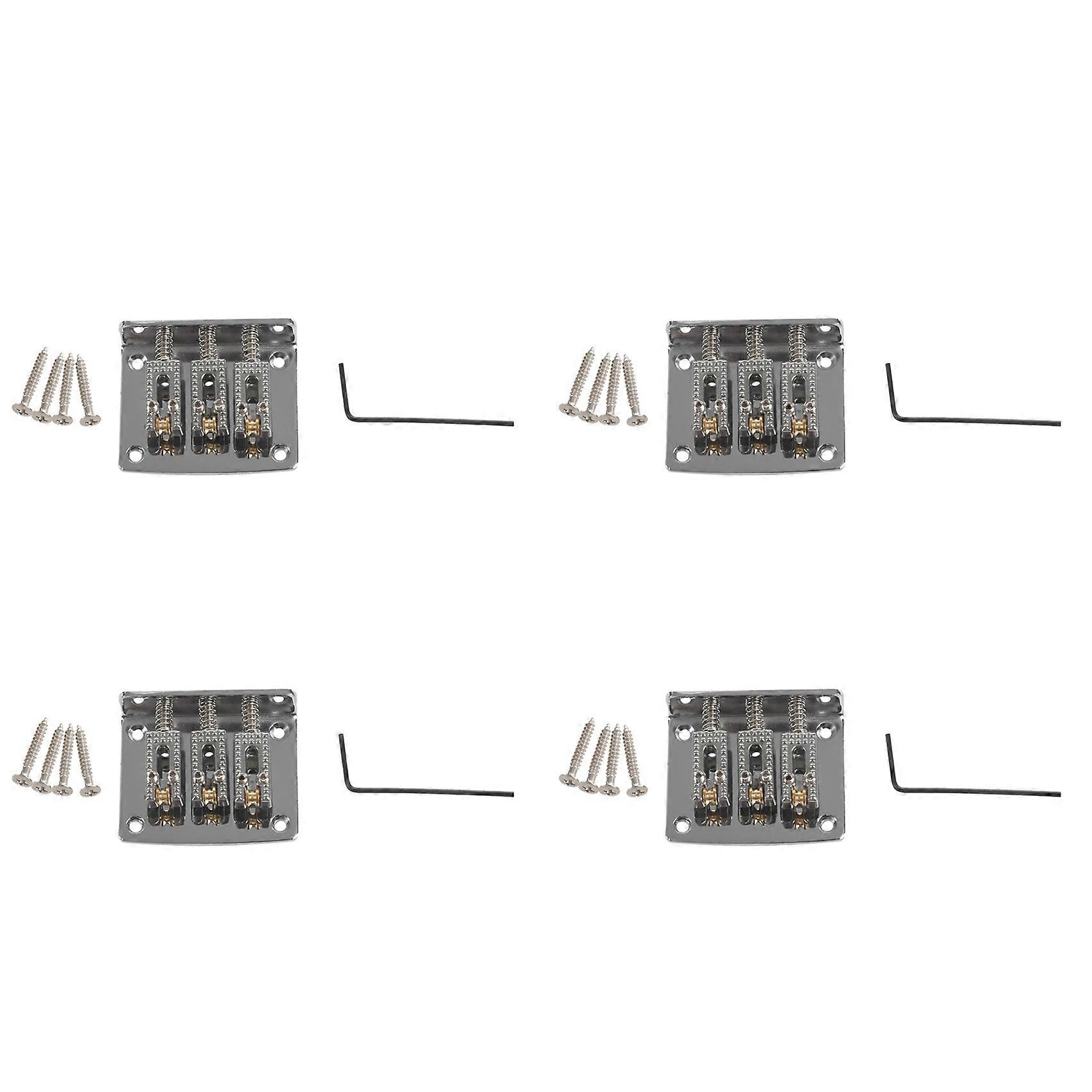 4X 3 String Guitar Ball String Bridge Bridge Pull String Hard Tail Guitar Bridge Tail 3 String Guitar Replacement Silver