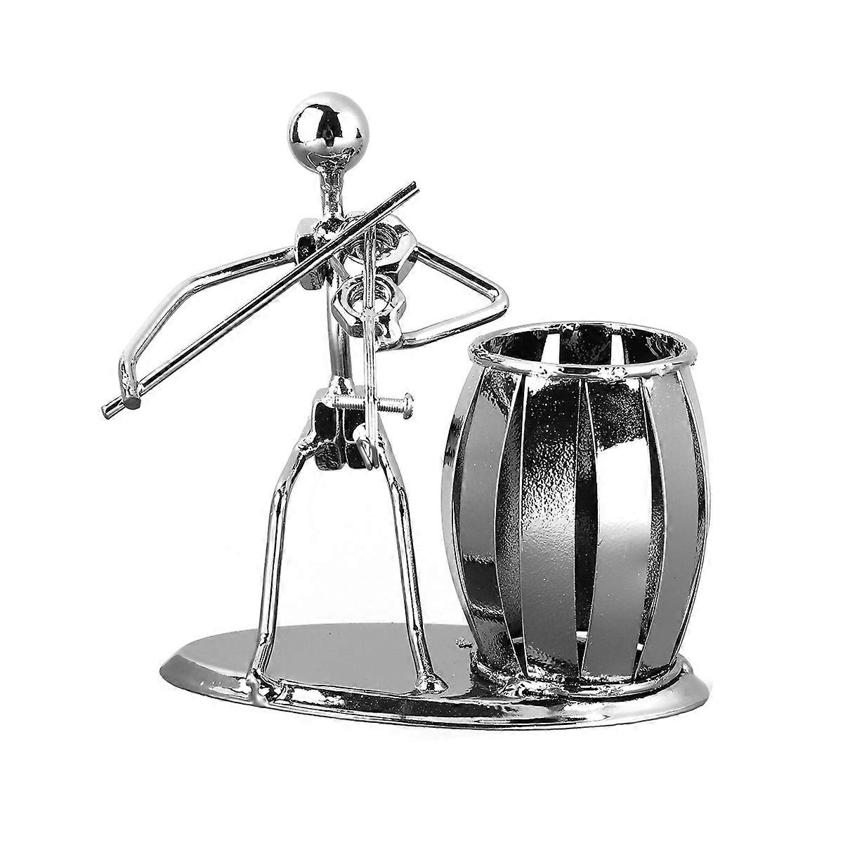 Iron Creative Violin Pen Pot Desktop Ornament for Office
