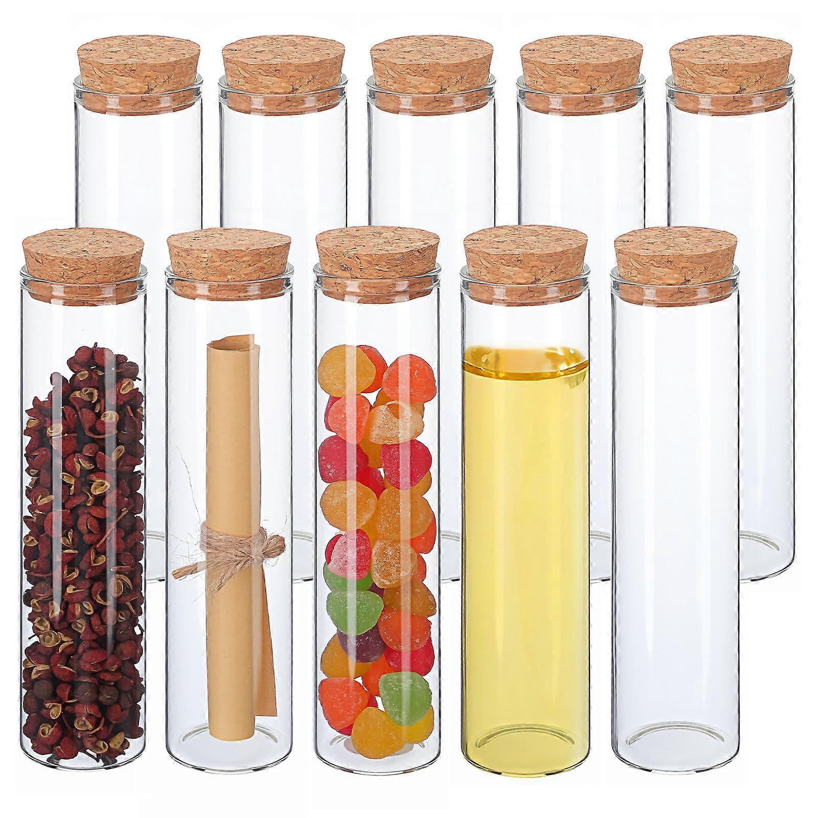 Glass Test Tubes with Cork Stoppers for Storage 10Pcs Borosilicate Set