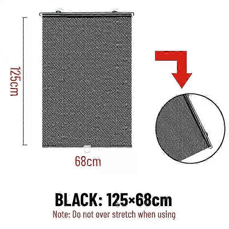 Car Sunshade Roller Window Blind UV Heat Reduction Retractable Blackout with Suction Cups
