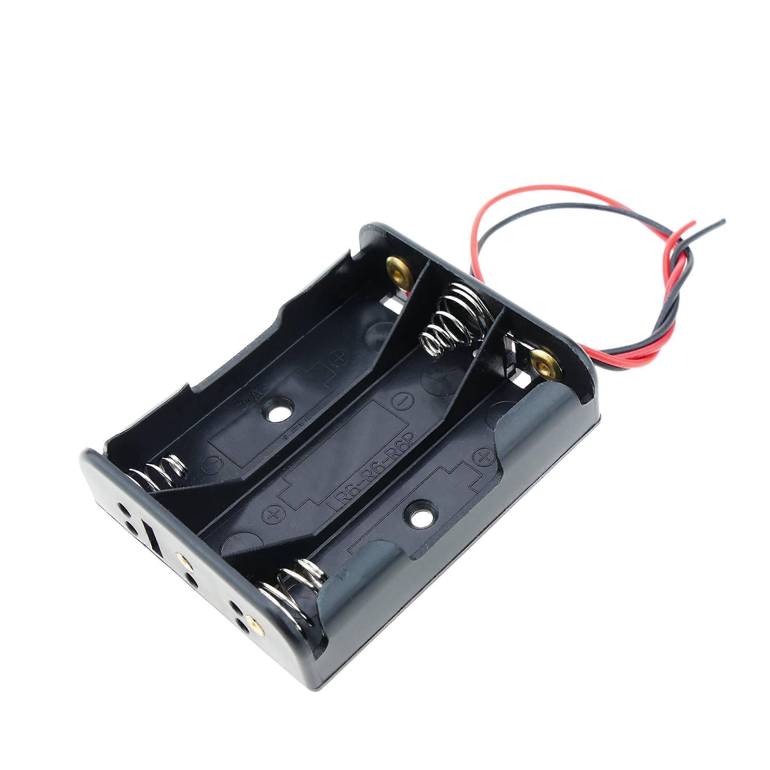 AA Battery Holder with Wires for 3 Slot 4.5V Electronics Projects Compact Stackable Design