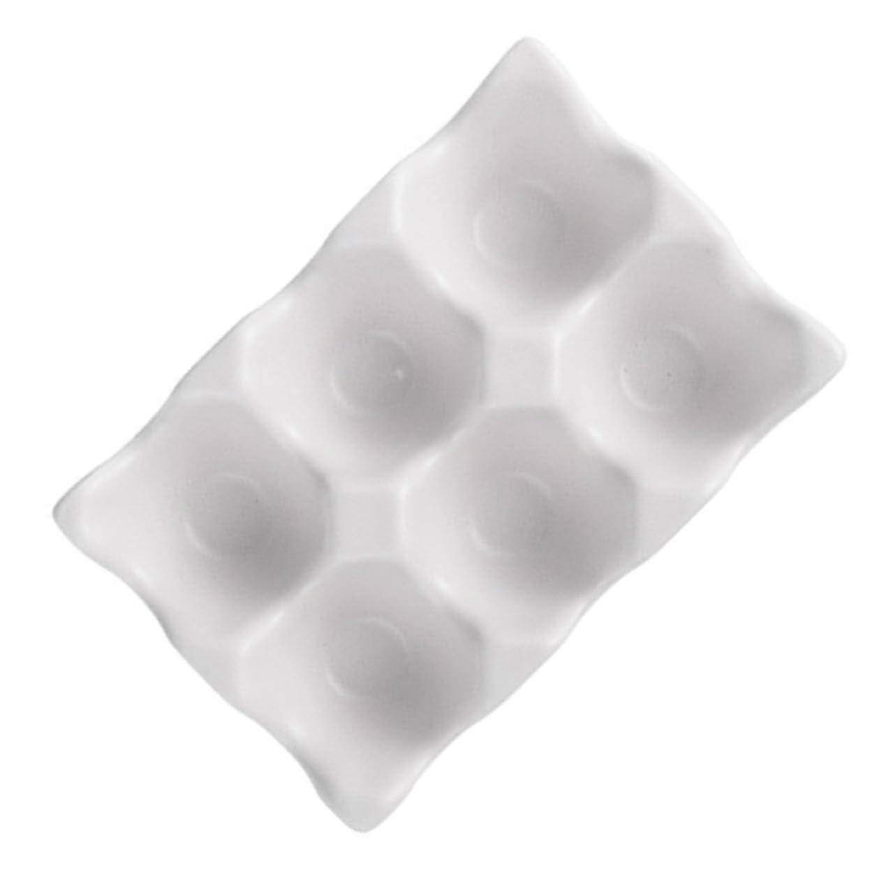 Ceramic Egg Holder 6 Grid AntiSlip Storage Container Keeps Eggs Fresh for Refrigerator White