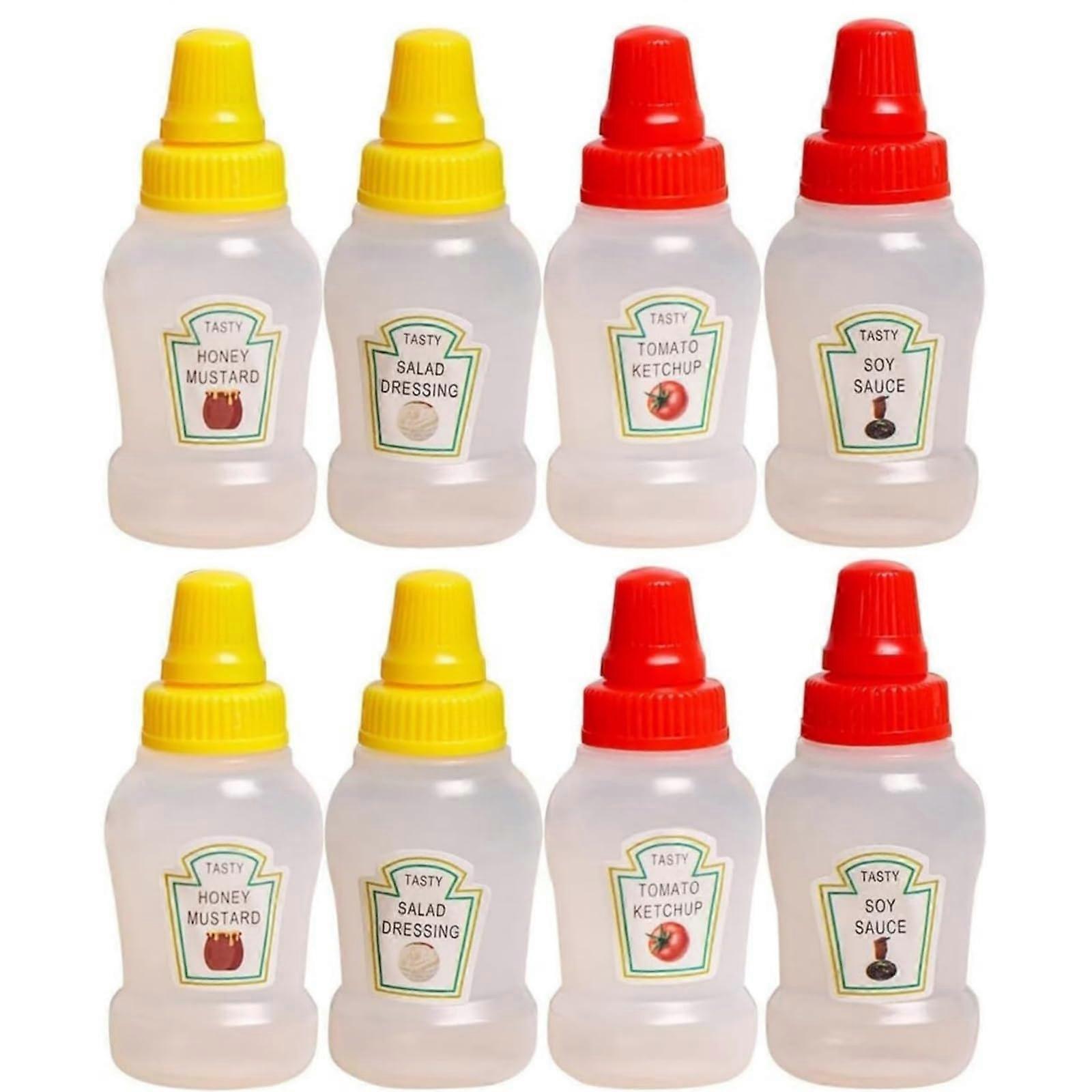 8Pcs Mini Condiment Bottles 25ml Reusable Squeeze Containers for Lunch Boxes and Picnics