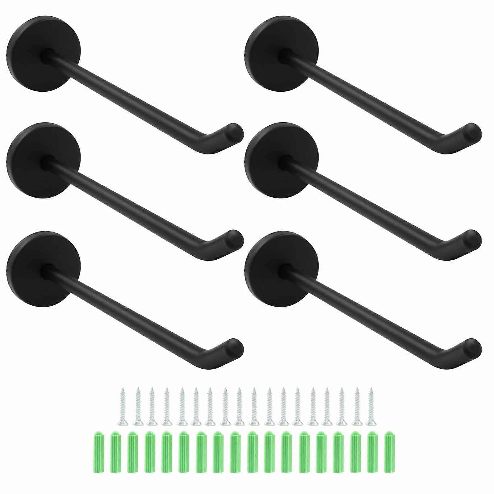Matte Black Wall Hooks 6 Pack, Heavy Duty Rustproof Coat and Towel Hooks for Bathroom Kitchen