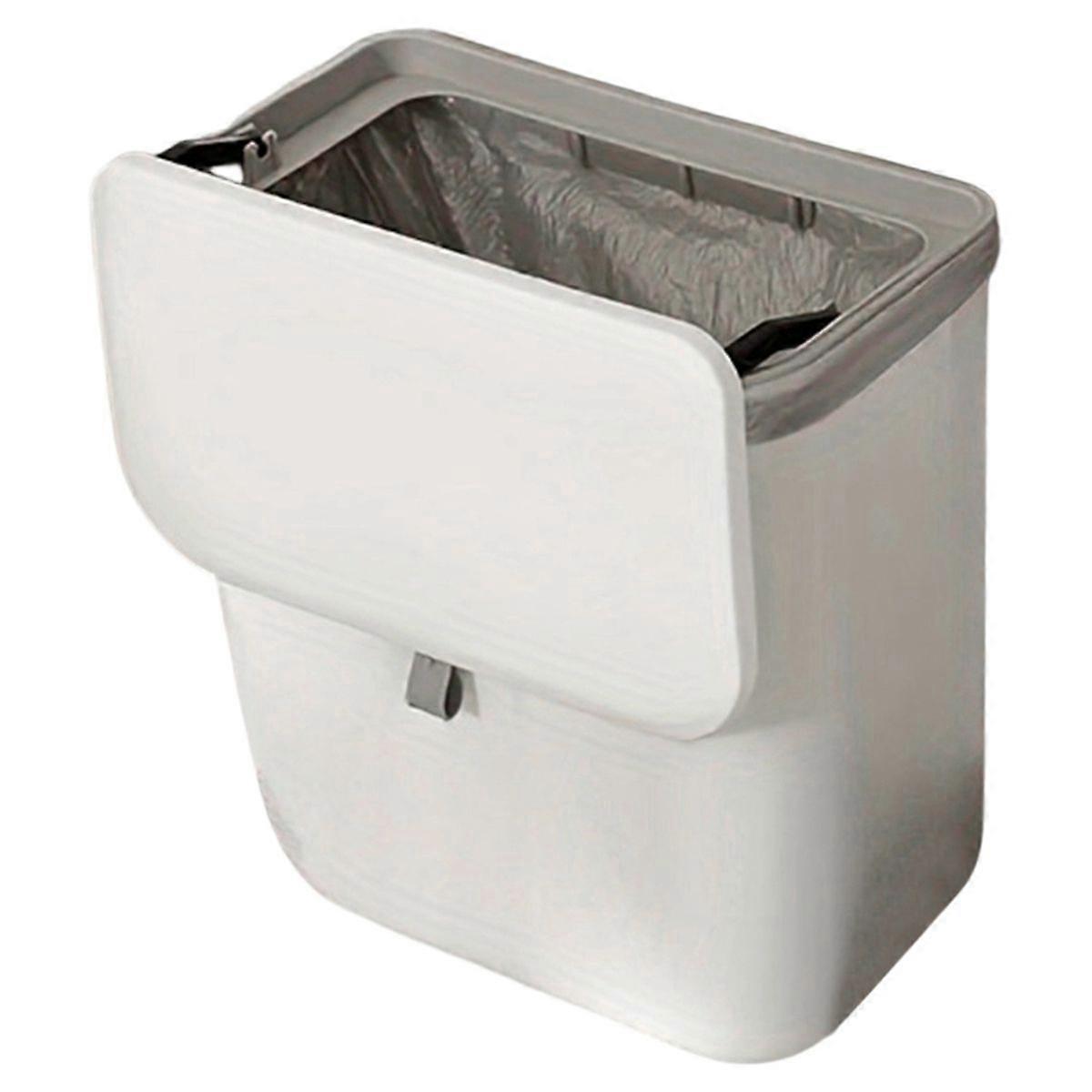 Effortless Cleanup Space White Wall-Mounted Trash Bin for Kitchen - Plastic, Multi-Functional Garba