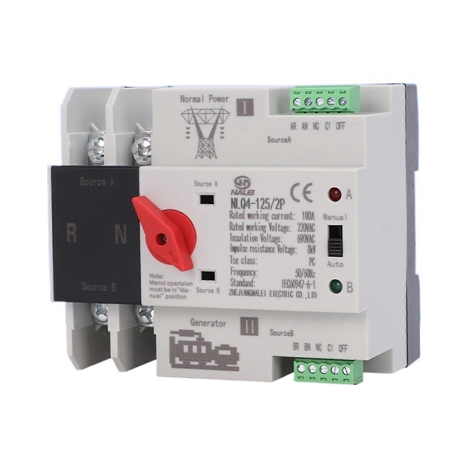 Automatic Transfer Switch 2 Pole 50A for Generator and Mains with Millisecond Switching
