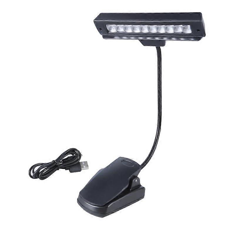 LED Clip On Reading Light with USB and AA Battery, Adjustable Brightness for Desk and Camping